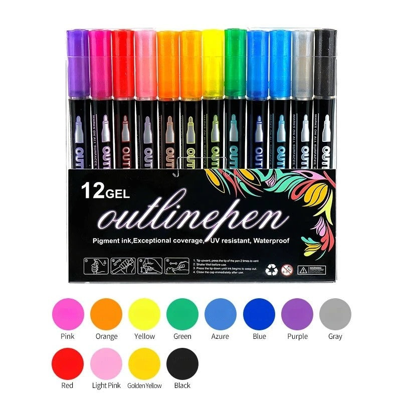 Double Line Contour Color Pen