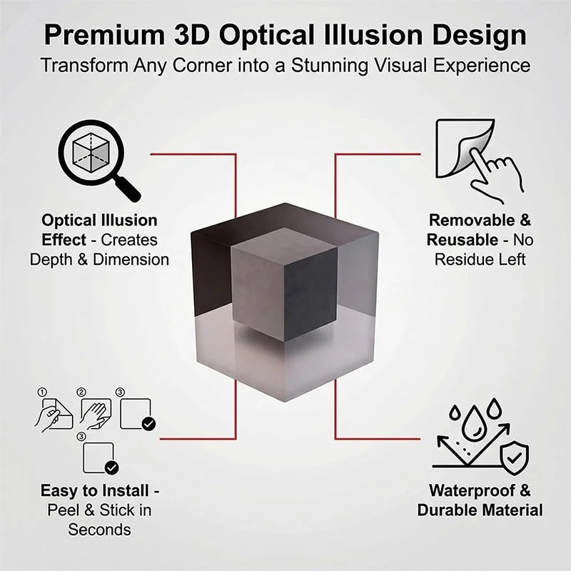 3D Optical Illusion Wall Corner Sticker