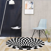 Thumbnail for 3D Carpet Round Floormat Black White