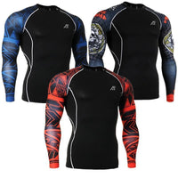 Thumbnail for Mens Long Sleeves Compression Shirts Tight Skin Sides 3D Prints