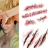 Thumbnail for Halloween Zombie Scars Tattoos With Fake Scab Bloody Costume Makeup Halloween Decoration Terror Wound Scary Blood Injury Sticker