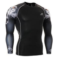 Thumbnail for Mens Long Sleeves Compression Shirts Tight Skin Sides 3D Prints