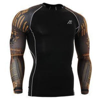 Thumbnail for Mens Long Sleeves Compression Shirts Tight Skin Sides 3D Prints