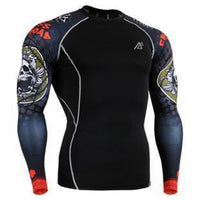 Thumbnail for Mens Long Sleeves Compression Shirts Tight Skin Sides 3D Prints