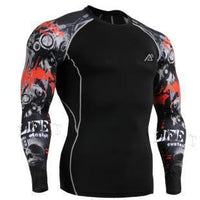Thumbnail for Mens Long Sleeves Compression Shirts Tight Skin Sides 3D Prints