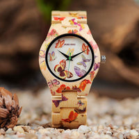 Thumbnail for Wooden Watch for Women Band Painting Butterfly in Wooden Box