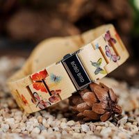 Thumbnail for Wooden Watch for Women Band Painting Butterfly in Wooden Box