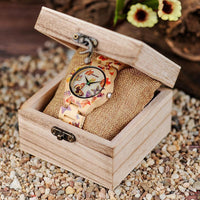 Thumbnail for Wooden Watch for Women Band Painting Butterfly in Wooden Box